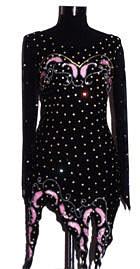 Black & Pink Long Sleeve  Latin Dress